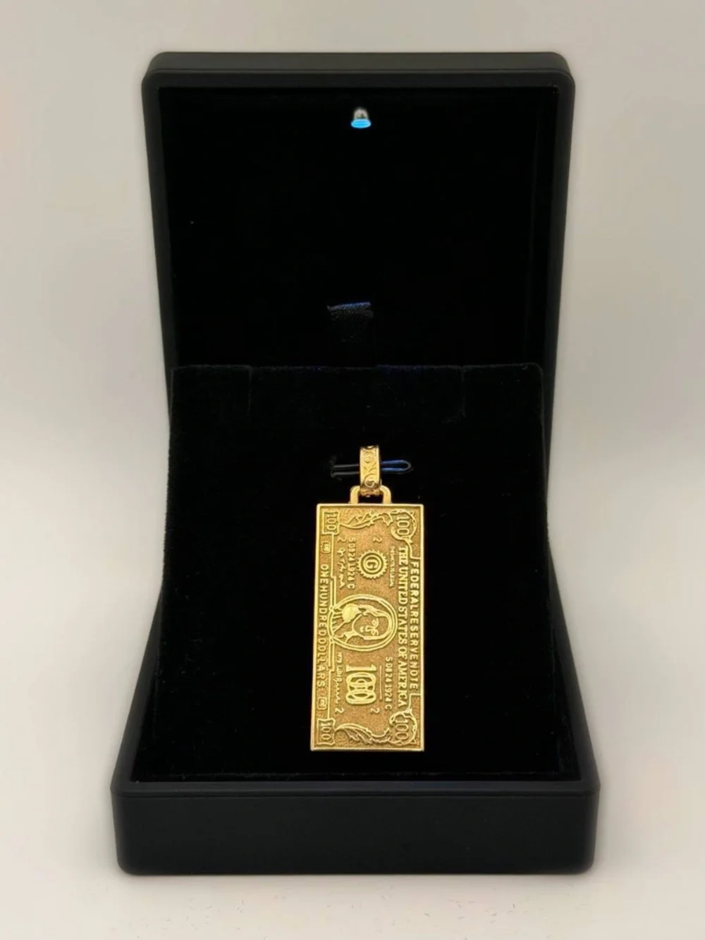 14k Solid Yellow Gold 100 Dollar Bill Money Banknote Charm Pendant Handmade